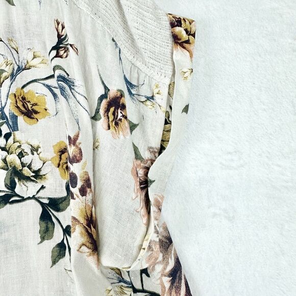 Lungo L'arno Linen Floral Crochet Top Size 3X Short Sleeve Cream - Picture 5 of 7